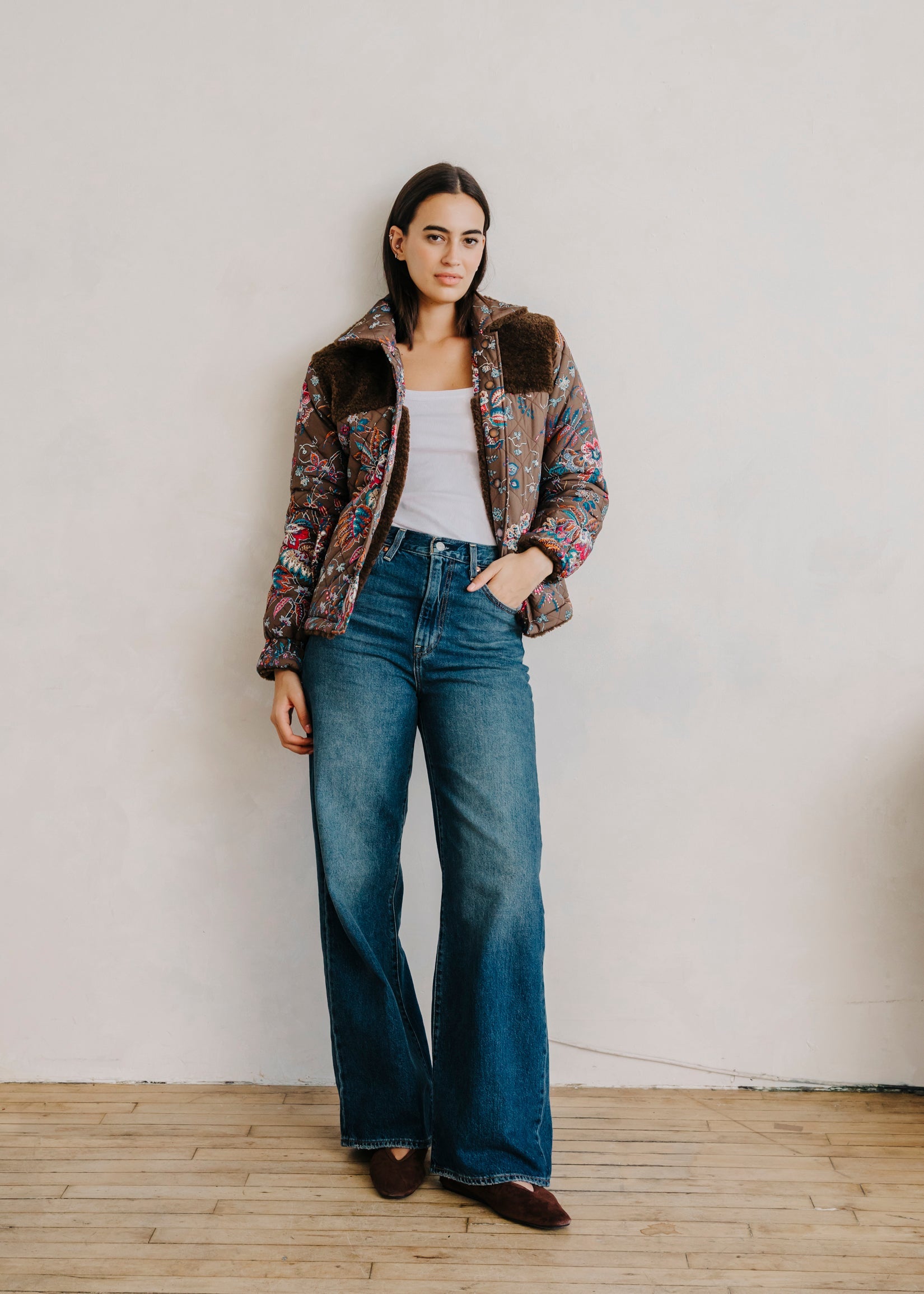 FINLEY SHERPA JACKET IN CHARLOTTE FLORAL PRINT - Romi Boutique
