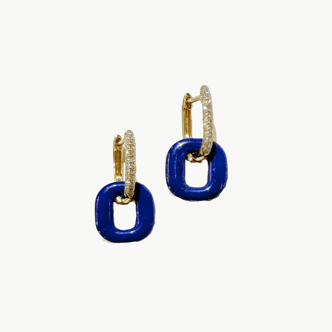 DOOR KNOB EARRING IN BLUE LAPIS - Romi Boutique