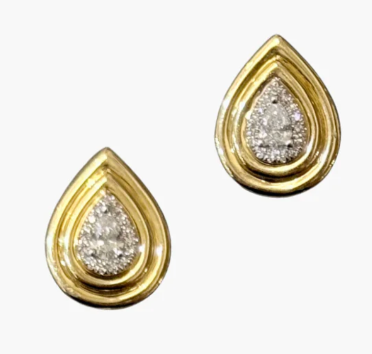 TEAR DROP DIAMOND STUD IN 14K GOLD - Romi Boutique