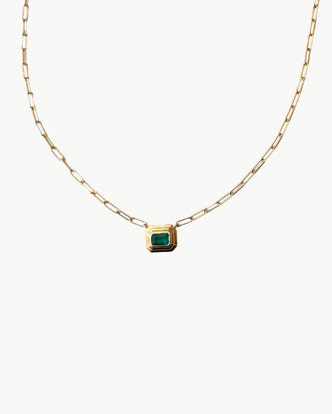PENDANT NECKLACE IN EMERALD 14K GOLD - Romi Boutique