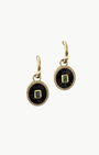 PENDANT HUGGIE IN 14K GOLD ONYX/EMERALD - Romi Boutique