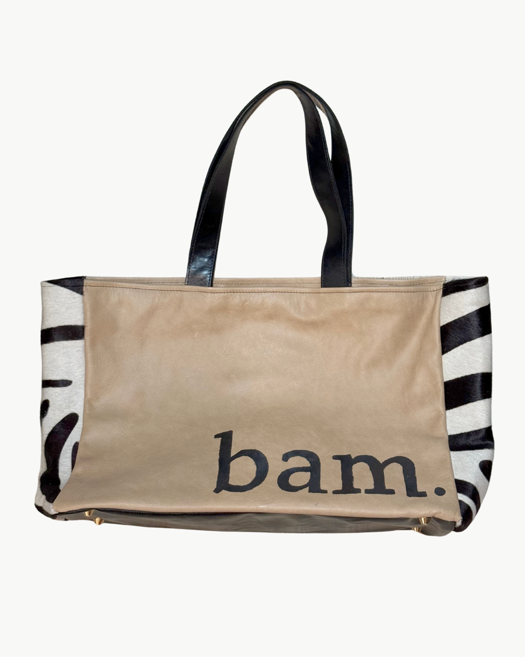 MAHJONG GAMER TOTE IN ZEBRA CAFE AU LAIT BAM by Lynn Tallerico - Romi Boutique