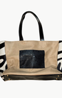 MAHJONG GAMER TOTE IN ZEBRA CAFE AU LAIT BAM by Lynn Tallerico - Romi Boutique