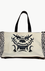 MAHJONG GAMER TOTE IN BLACK BACK/CREAM - Romi Boutique