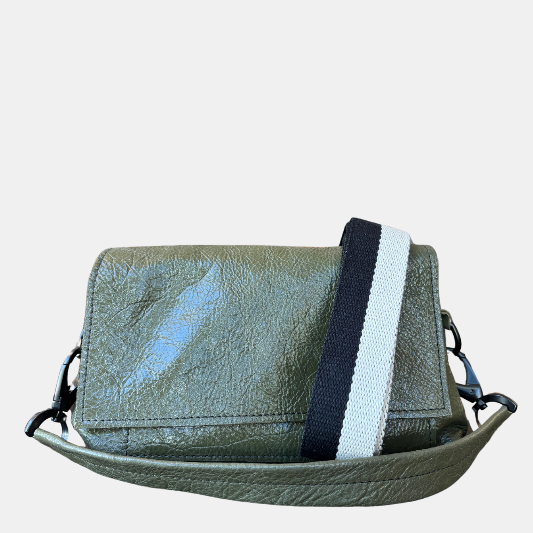 MADISON BAG IN OLIVE PATENT by Lynn Tallerico - Romi Boutique
