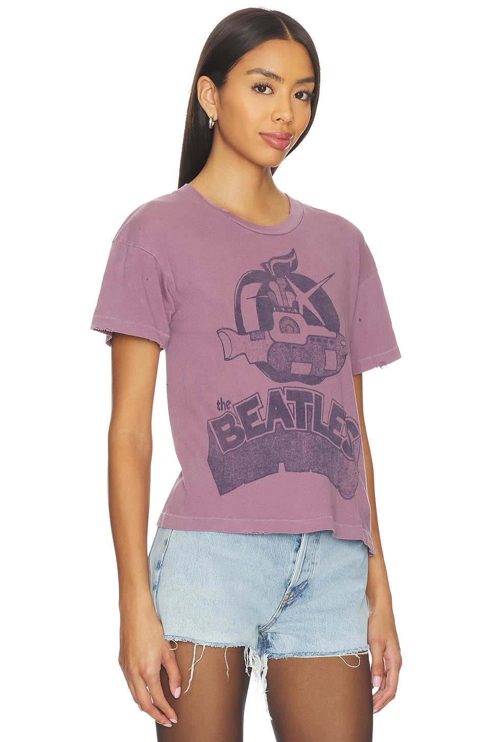 THE BEATLES CROP TEE IN PURPLE HAZE by Madeworn - Romi Boutique