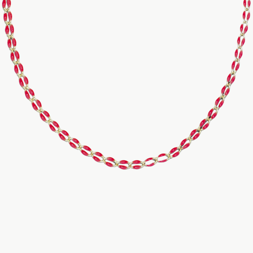 OVAL LINK NECKLACE IN HOT RED by Marit Rae - Romi Boutique