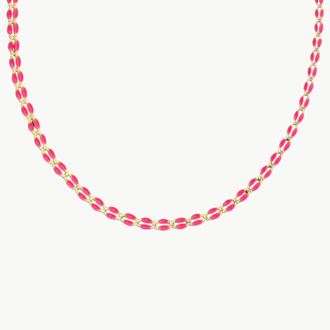 OVAL LINK NECKLACE IN NEON PINK by Marit Rae - Romi Boutique