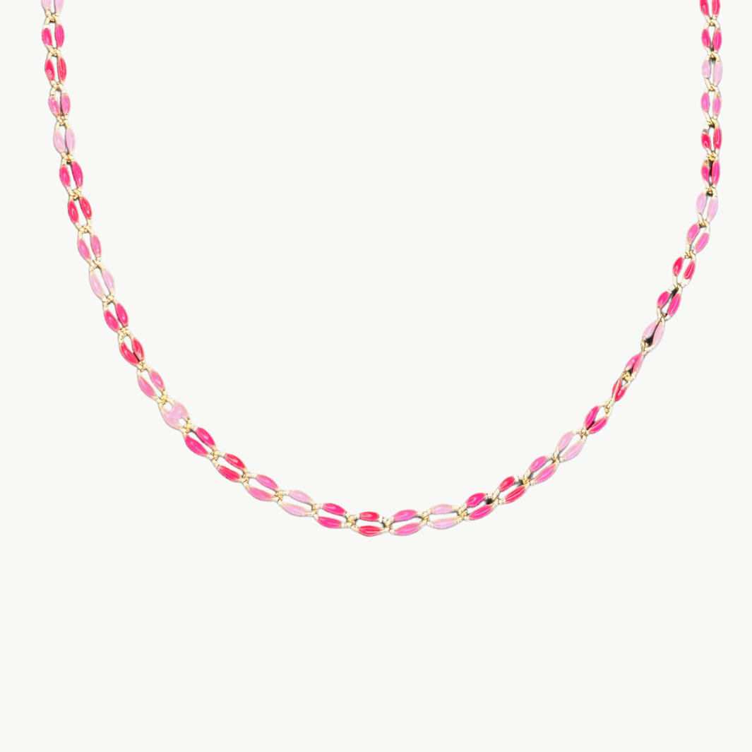 OVAL LINK NECKLACE IN PINK MULTI by Marit Rae - Romi Boutique