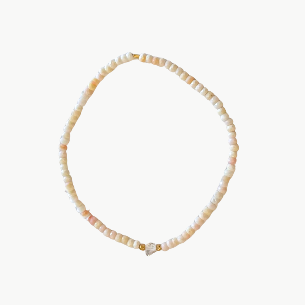 BEADED BRACELET IN PINK/WHITE by Marit Rae - Romi Boutique