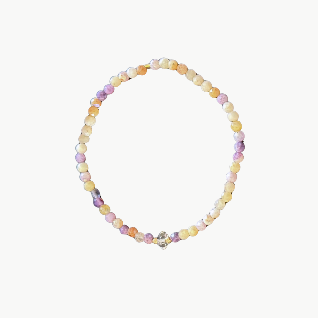 BEADED BRACELET IN PURPLE/TAN MULTI by Marit Rae - Romi Boutique