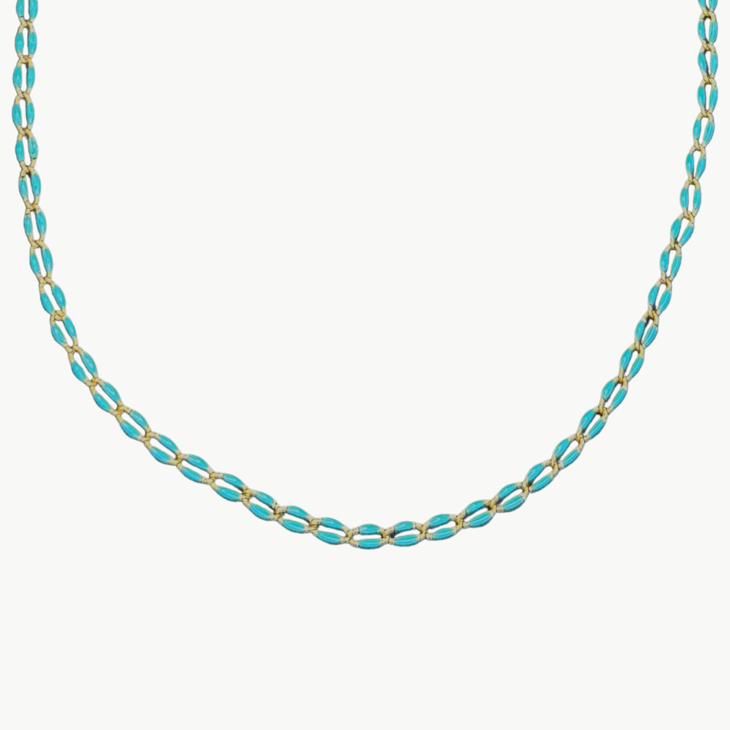 OVAL LINK NECKLACE IN TEAL by Marit Rae - Romi Boutique