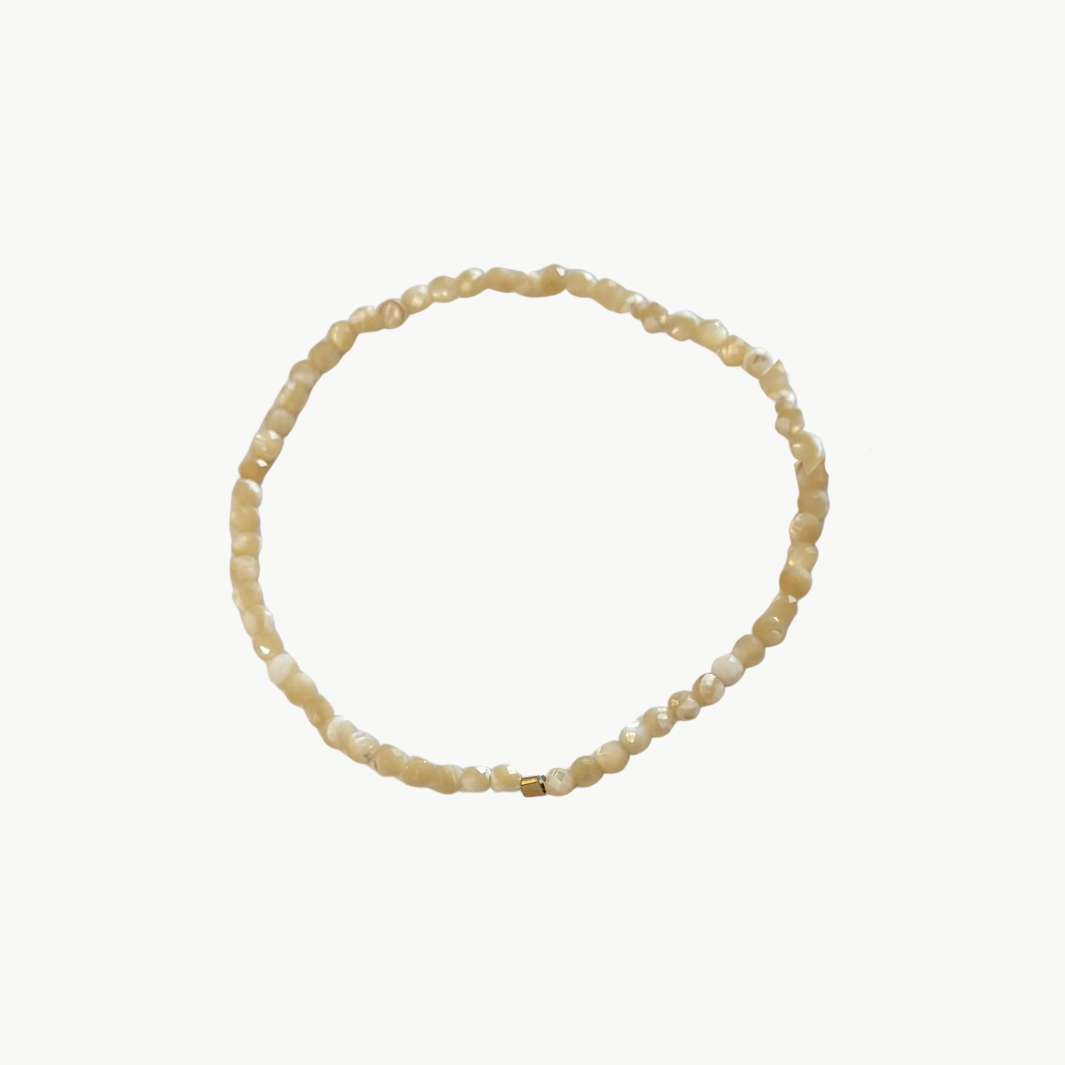SKINNY SEMIPRECIOUS BRACELET IN WHITE/TAN MARBLE by MARIT RAE - Romi Boutique