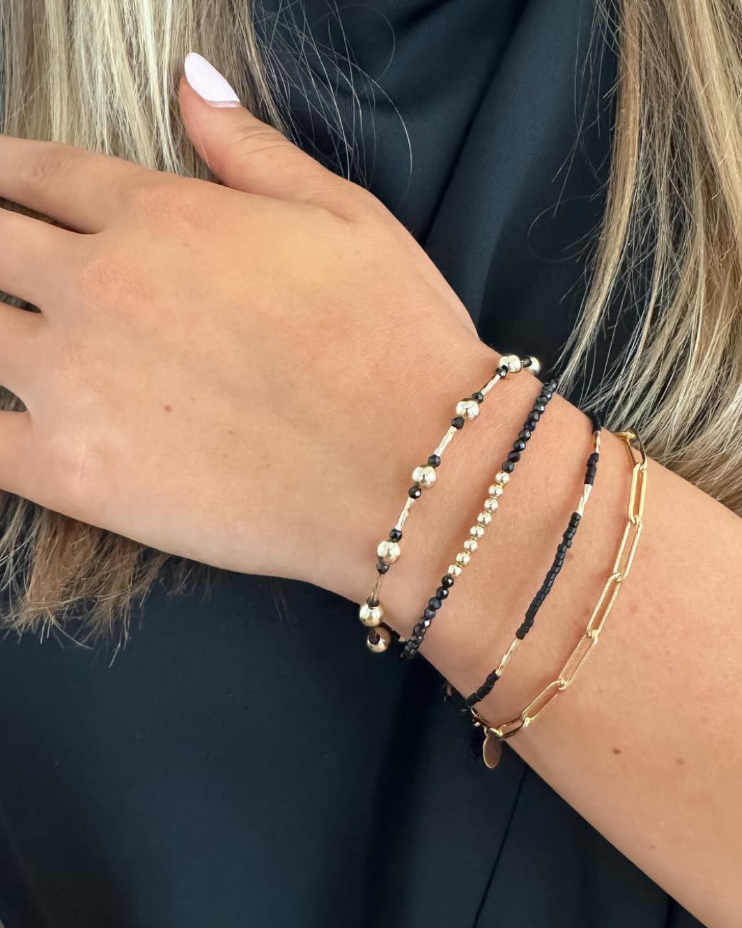 ALEXA BRACELET IN BLACK SPINEL by Maya Bauman - Romi Boutique