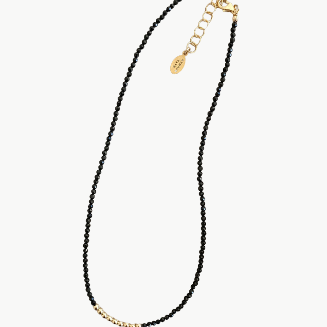 MEG CHOKER IN BLACK SPINEL by Maya Bauman - Romi Boutique