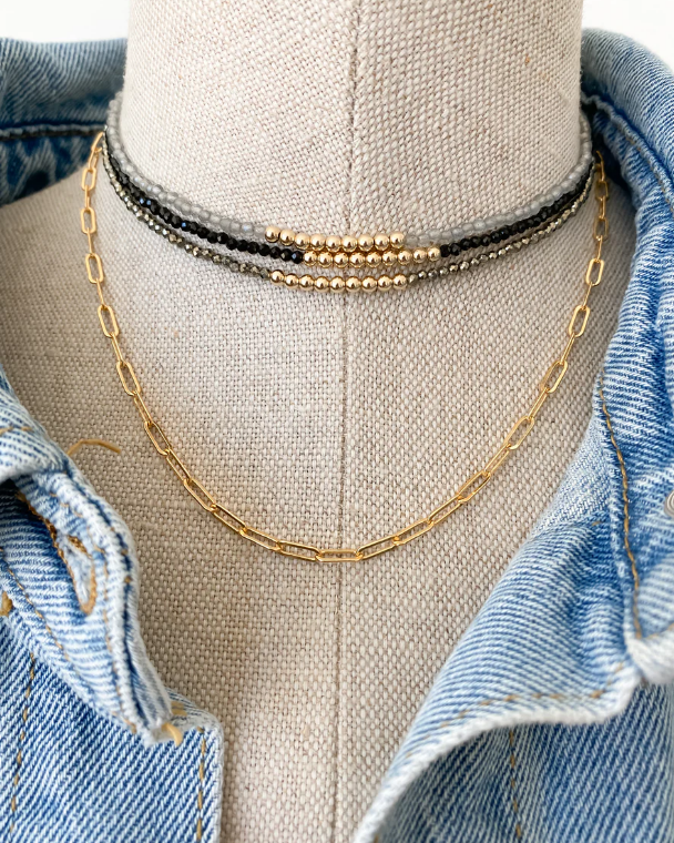 MEG CHOKER IN BLACK SPINEL by Maya Bauman - Romi Boutique