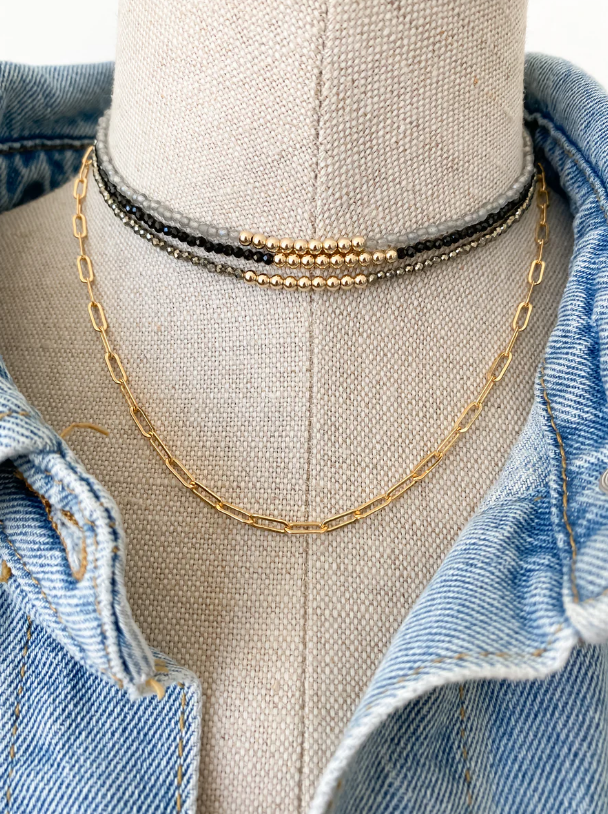 MEG CHOKER IN BLACK SPINEL by Maya Bauman - Romi Boutique