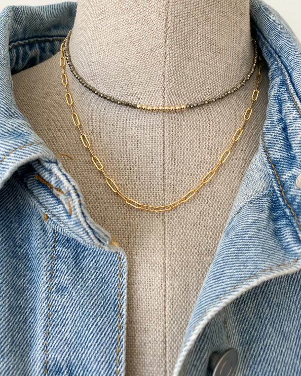 MEG CHOKER IN PYRITE by Maya Bauman - Romi Boutique
