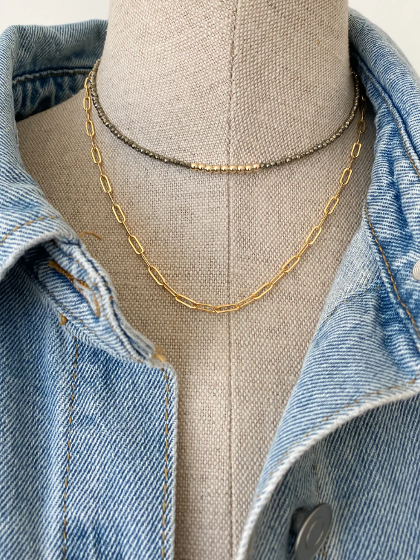 MEG CHOKER IN PYRITE by Maya Bauman - Romi Boutique