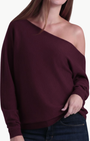 CASHMERE OFF THE SHOULDER TOP IN BORDEAUX - Romi Boutique
