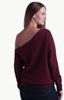 CASHMERE OFF THE SHOULDER TOP IN BORDEAUX - Romi Boutique