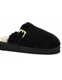 CURLY SHEEPSKIN ESKIMO SLIPPER IN BLACK - Romi Boutique