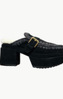 PLATFORM CLOG WITH BUCKLE STRAP IN BLACK by Mou - Romi Boutique
