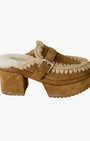 PLATFORM CLOG WITH BUCKLE STRAP IN COGNAC - Romi Boutique