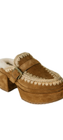 PLATFORM CLOG WITH BUCKLE STRAP IN COGNAC by Mou - Romi Boutique