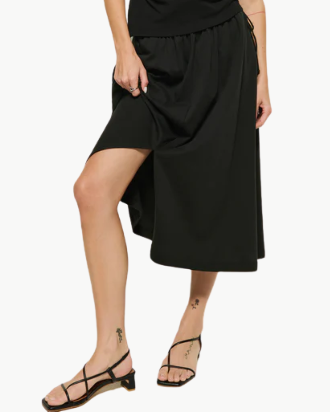 VIDA MIDI SKIRT IN JET BLACK by Nation - Romi Boutique