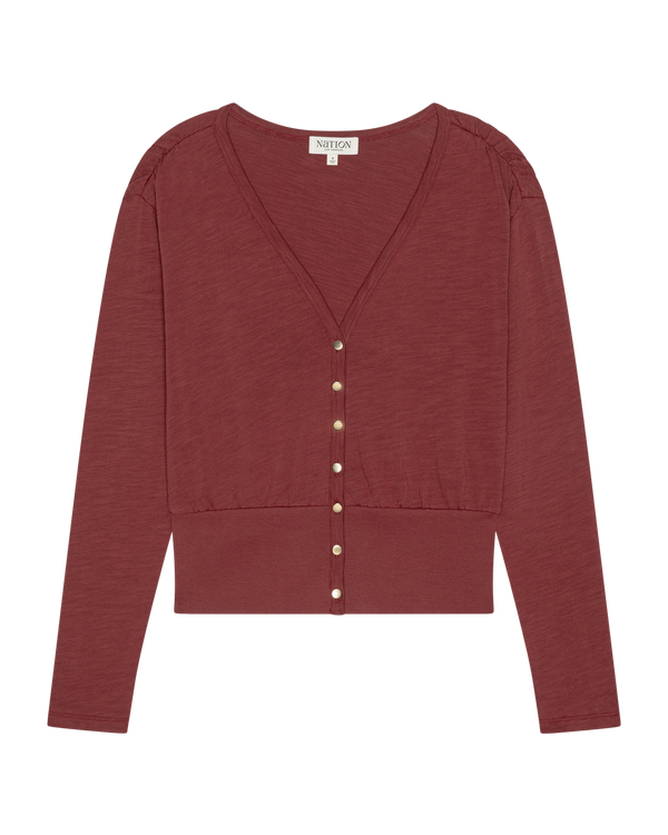 COLETTE CARDIGAN TOP IN RUSSET - Romi Boutique