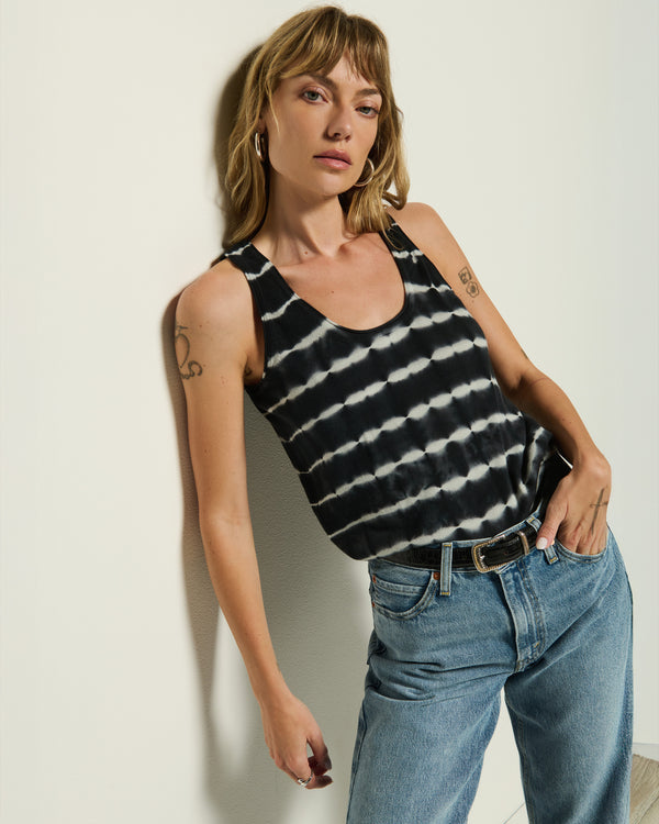 SIENNA SWEATER TANK IN TIE DYE STRIPE by Nation - Romi Boutique