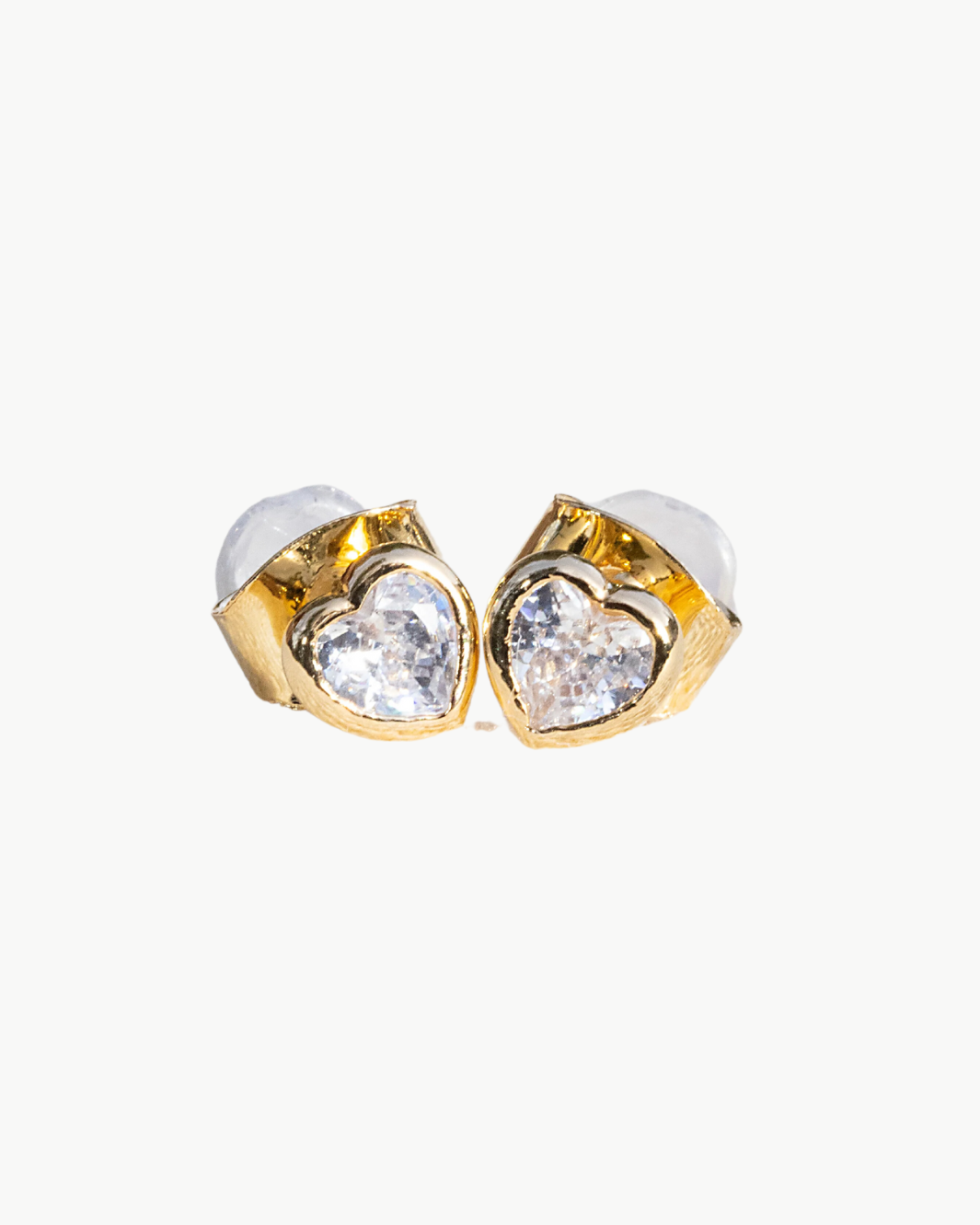 TEENY HEART STUD EARRINGS IN CLEAR by Native Gem - Romi Boutique
