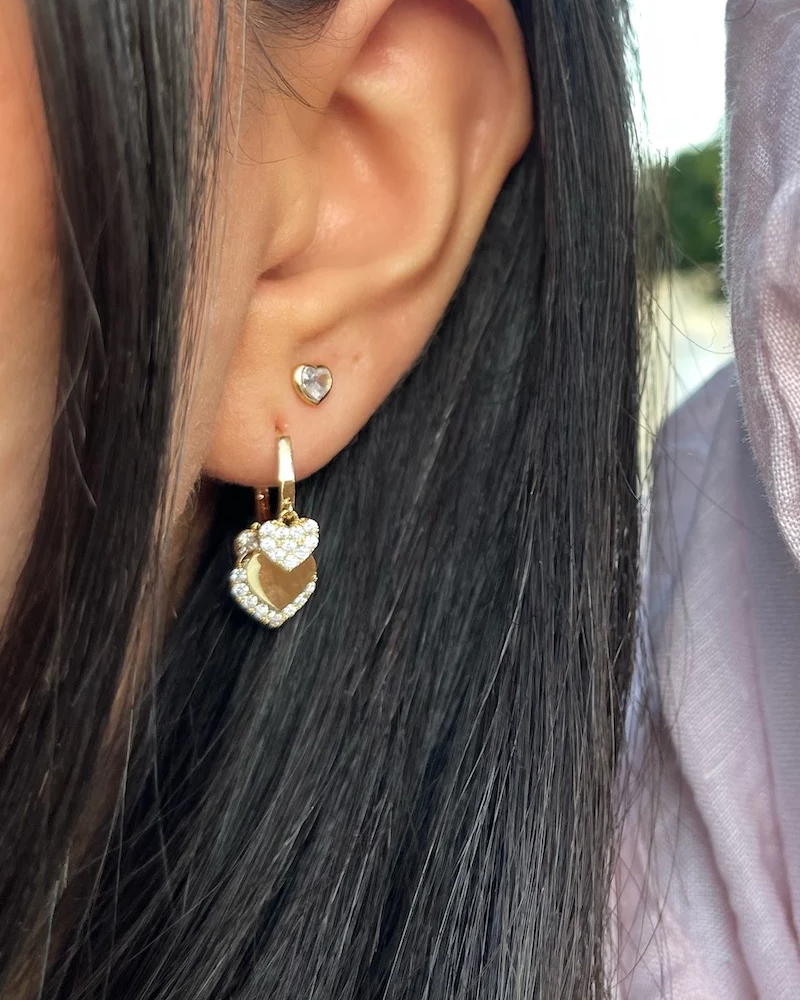 TEENY HEART STUD EARRINGS IN CLEAR by Native Gem - Romi Boutique