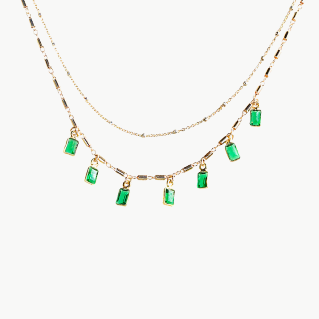 EDEN LAYERED NECKLACE IN EMERALD by Native Gem - Romi Boutique
