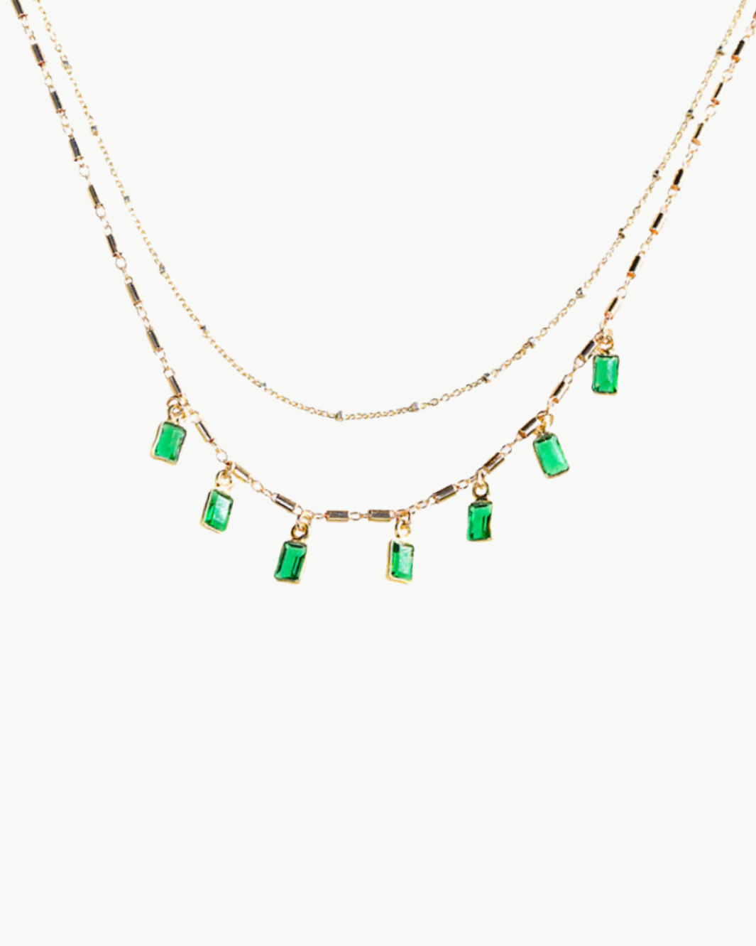 EDEN LAYERED NECKLACE IN EMERALD by Native Gem - Romi Boutique