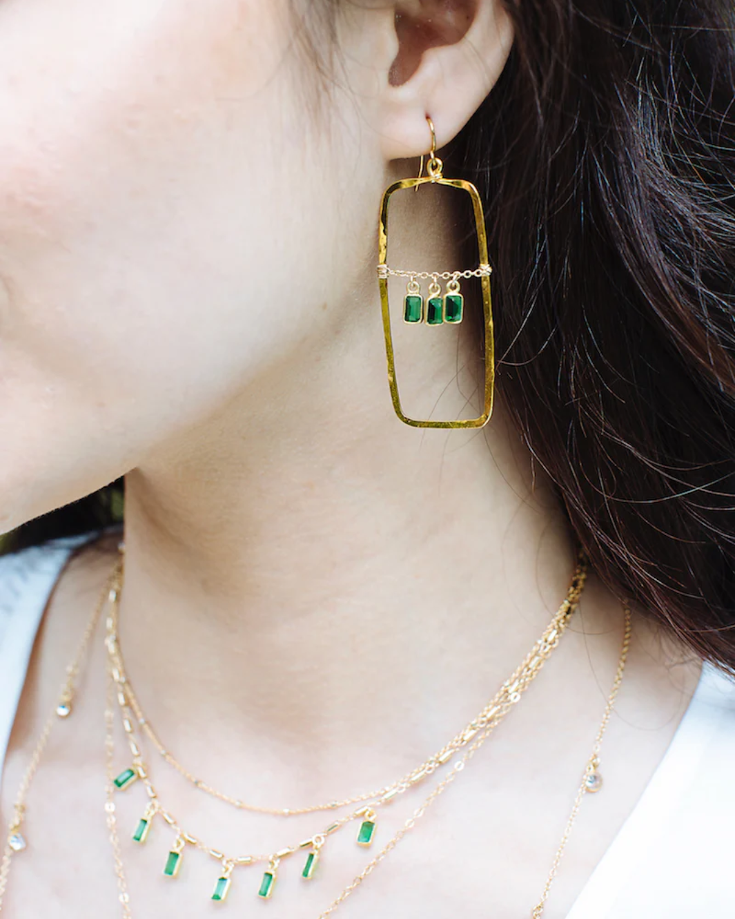 EDEN LAYERED NECKLACE IN EMERALD by Native Gem - Romi Boutique
