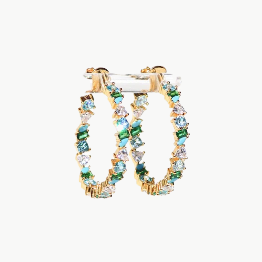 VIENNA MINI HOOPS IN GREEN OPAL by Native Gem - Romi Boutique