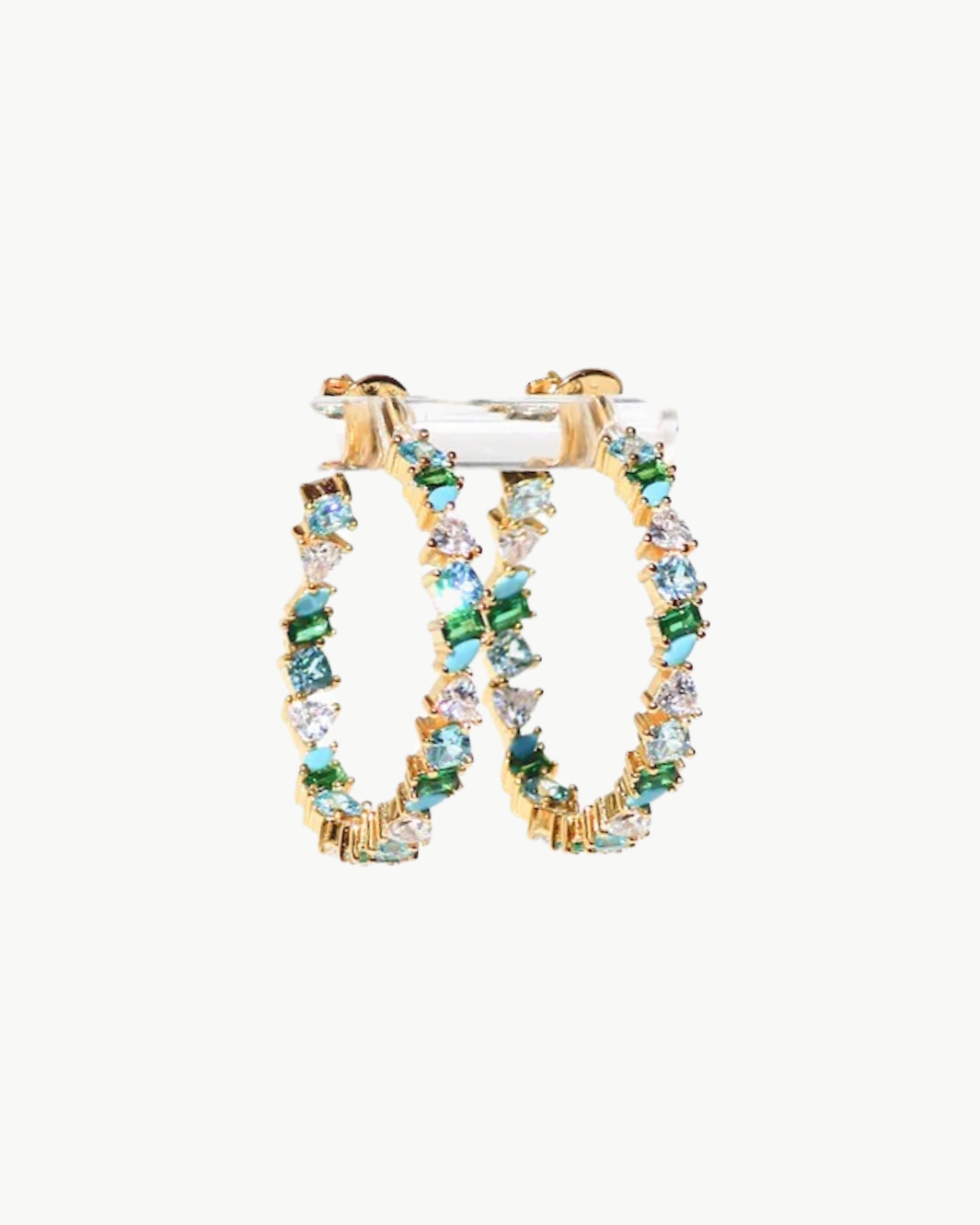 VIENNA MINI HOOPS IN GREEN OPAL by Native Gem - Romi Boutique