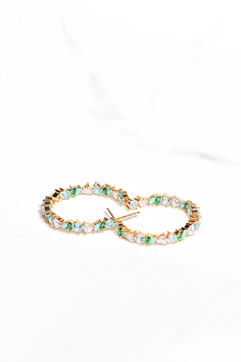 VIENNA MINI HOOPS IN GREEN OPAL by Native Gem - Romi Boutique