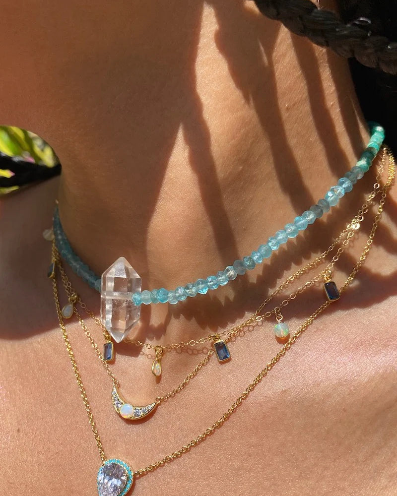 CINDERELLA NECKLACE IN OPAL/BLUE by Native Gem - Romi Boutique