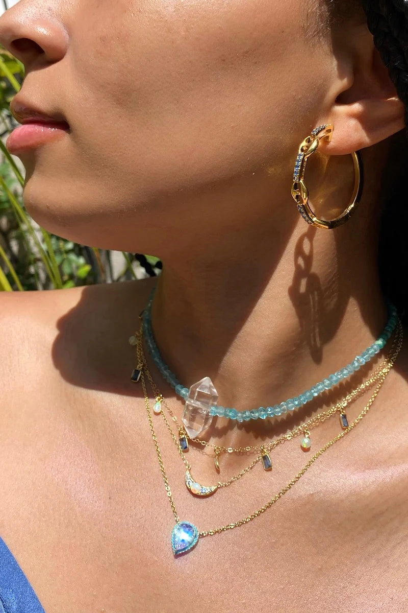 CINDERELLA NECKLACE IN OPAL/BLUE by Native Gem - Romi Boutique