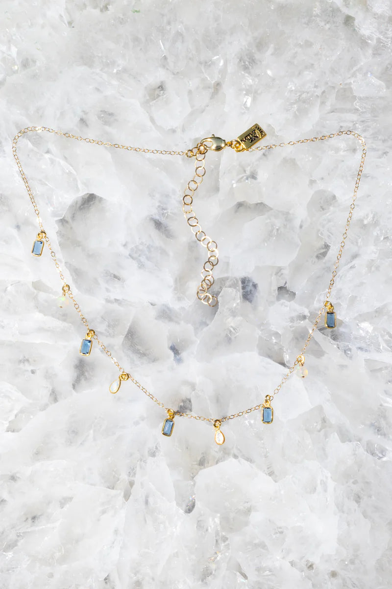 CINDERELLA NECKLACE IN OPAL/BLUE by Native Gem - Romi Boutique