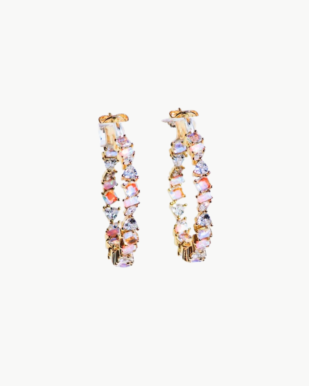 VIENNA MINI HOOPS IN PINK OPAL by Native Gem - Romi Boutique