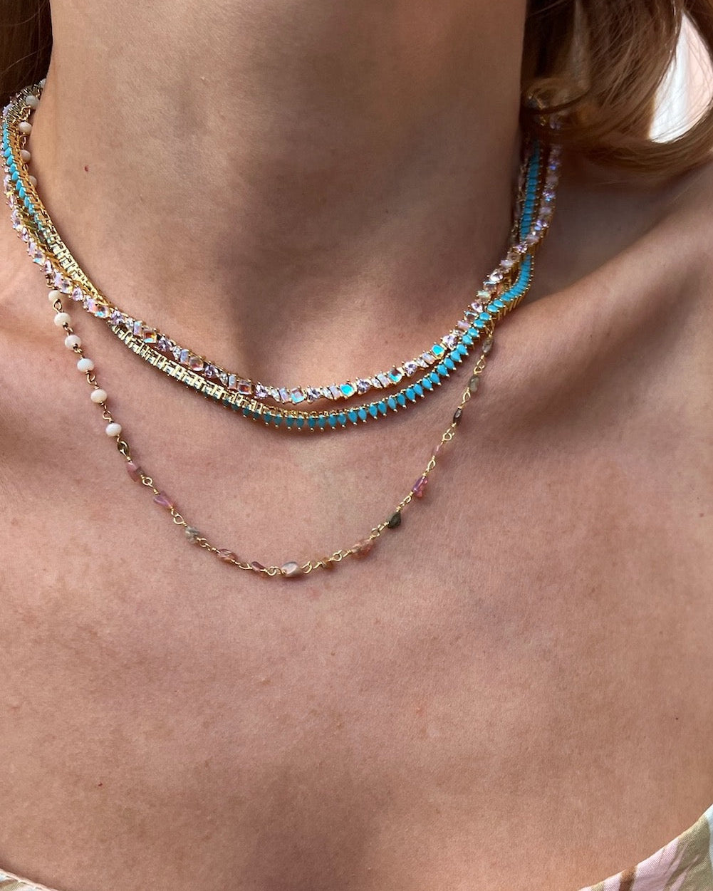 PINK SAND NECKLACE IN GOLD by Native Gem - Romi Boutique