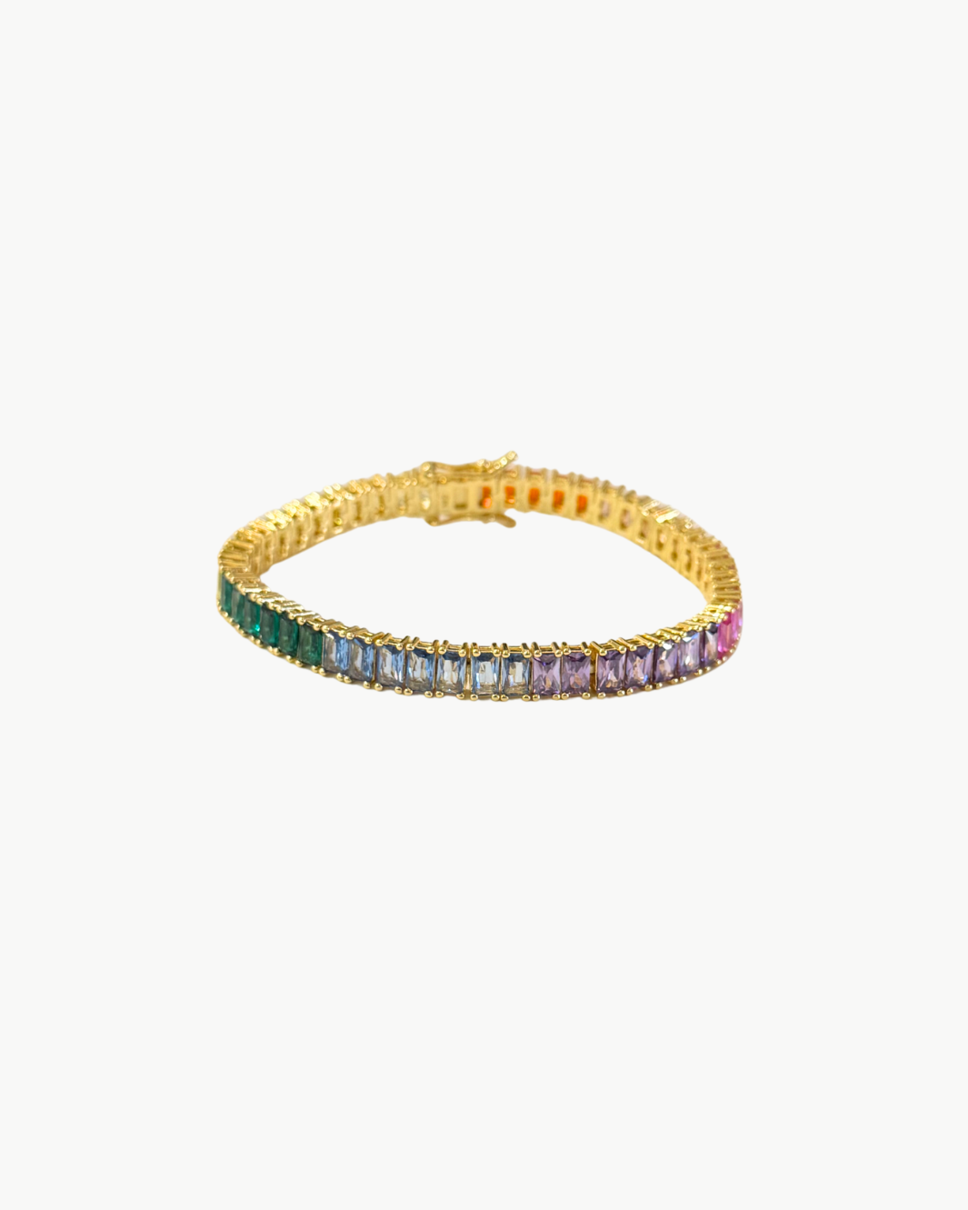 TENNIS BRACELET IN PRISMATIC/GOLD - Romi Boutique