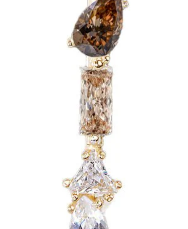 JULIE M EARRINGS OMBRE CRYSTALS IN GOLD/ESPRESSO - Romi Boutique