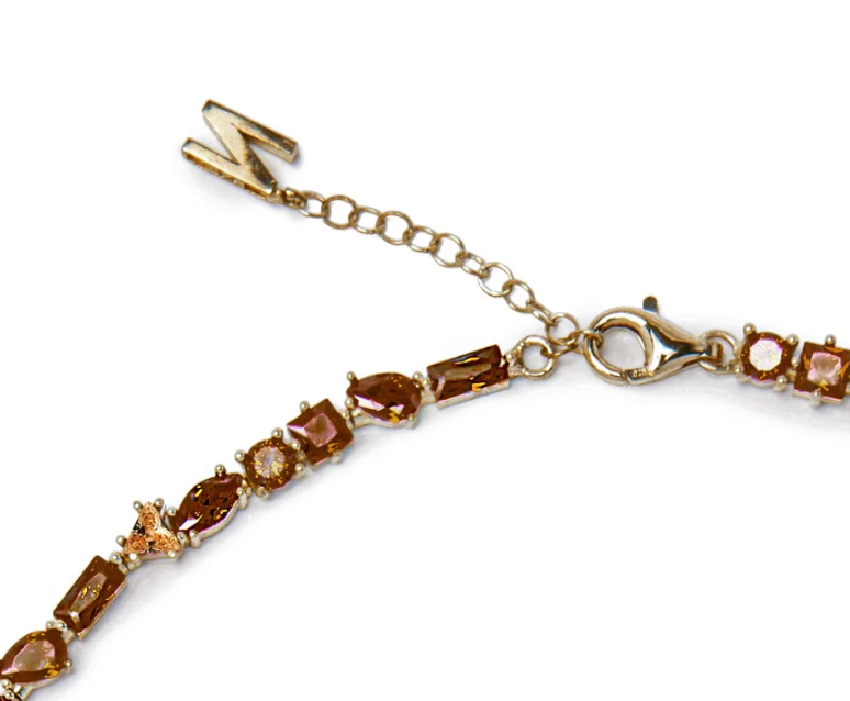 JULIE NECKLACE OMBRE CRYSTALS IN GOLD/ESPRESSO - Romi Boutique