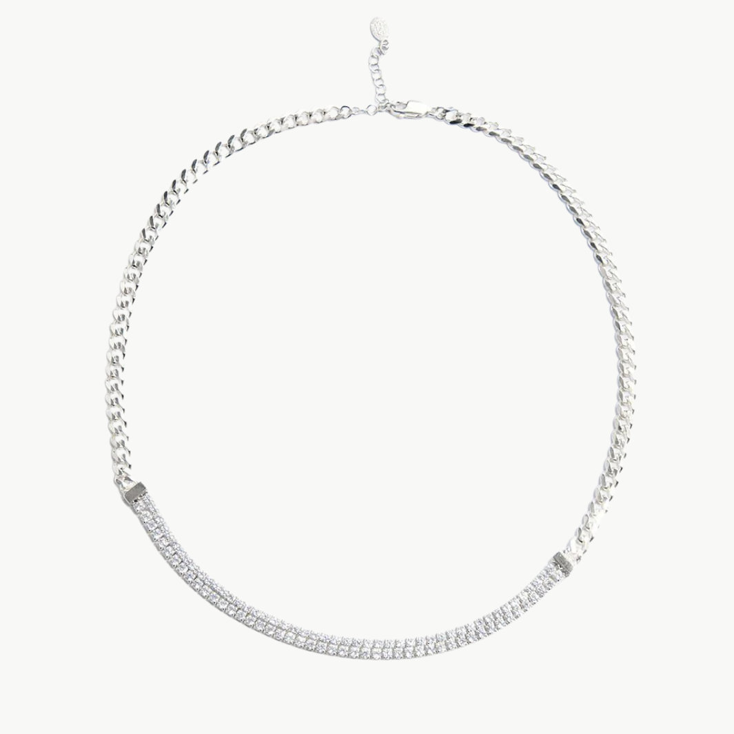 ALY NECKLACE IN WHITE RHODIUM - Romi Boutique