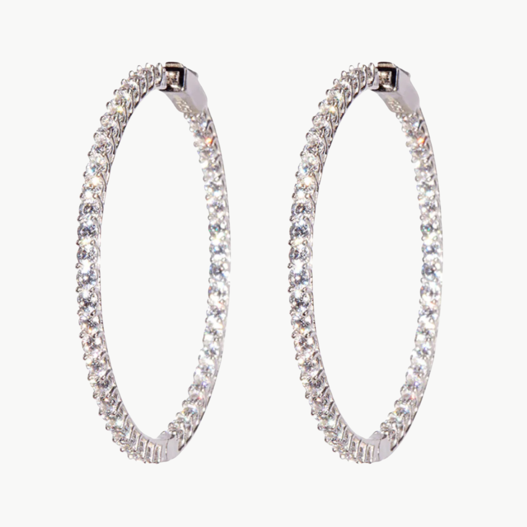 KAY LEE HOOPS IN WHITE RHODIUM by Nickho Rey - Romi Boutique